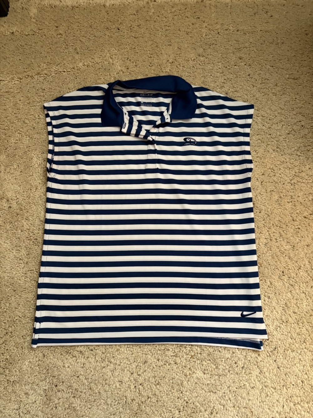Nike Diamante Dri-FIT Striped Polo - Blue & White size Large (241)